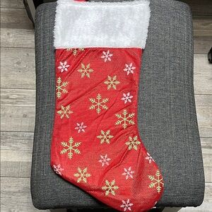 Festive Red Christmas Stocking with Snowflake Design
